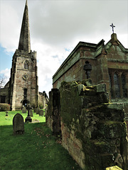 morley church, derbs; remains of c15 manor house by c19 mausoleum