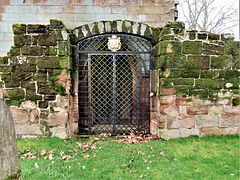 morley church, derbs; remains of c15 manor house by c19 mausoleum
