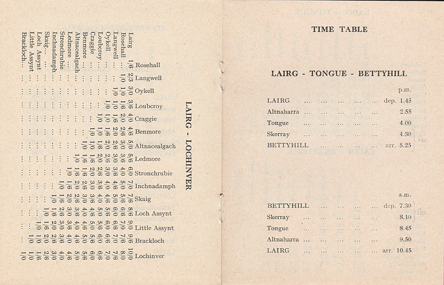 Sutherland Transport and Trading Company 1965/1966 timetable - Pages 6 and 7