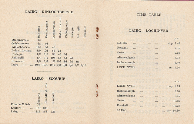 Sutherland Transport and Trading Company 1965/1966 timetable - Pages 4 and 5