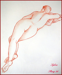 Sylvie, dessin au crayon terracotta