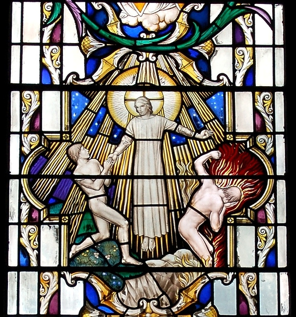 Detail of Stained Glass Window, Chesterfield Church, Derbyshire