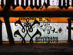 morley church, derbs, c19 signature in glass by william warrington 1847