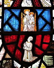 morley church, derbs;  c15 heraldry in glass of 1470 from dale abbey