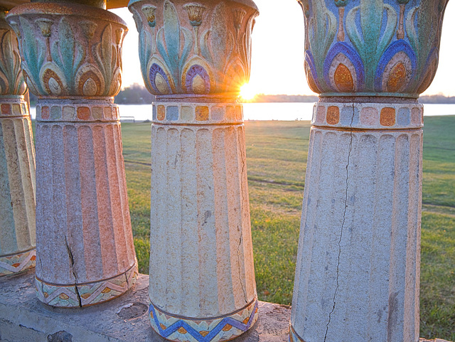 sunrise on  balusters