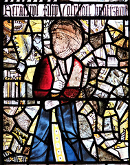 morley church, derbs;  c15 glass fragments of 1470 from dale abbey