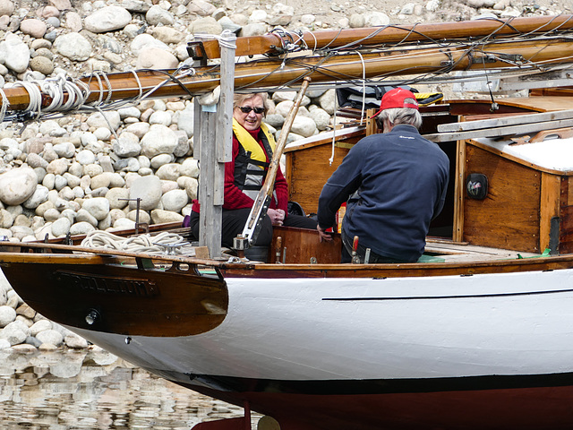 Day 10, Alan & Jane waiting to be afloat, Tadoussac