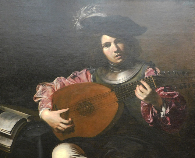 Detail of the Lute Player by Valentin de Boulogne in the Metropolitan Museum of Art, January 2020
