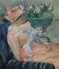 Detail of The Cup of Tea by Mary Cassatt in the Metropolitan Museum of Art, January 2022