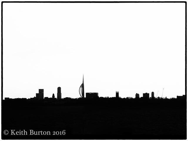 Portsmouth Skyline in silhouette