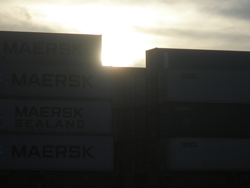 Container  in der Abendsonne