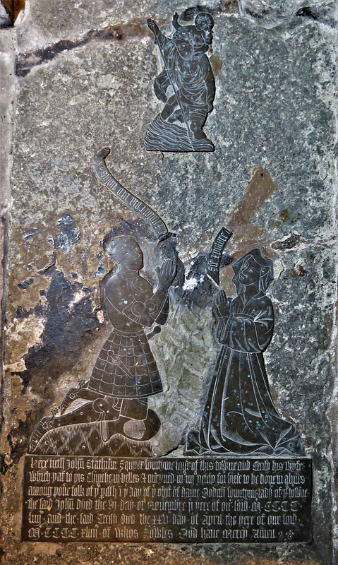 morley church, derbs; c15 brass on tomb of john stathum +1454