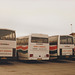 Grey Green vehicles parked near Cambridge Coach Services yard in Waterbeach – 6 Jan 1991 (135-22)