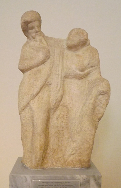 Unfinished Group of a Satyr and a Maenad in the National Archaeological Museum of Athens, May 2014