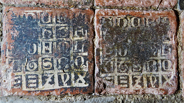 morley church, derbs, c14 alphabet tiles