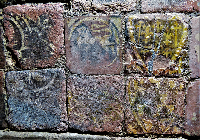 morley church, derbs ; c14 heraldic tiles