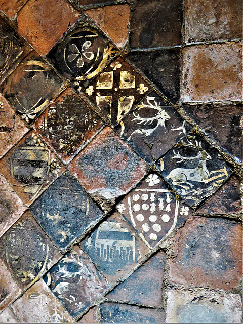 morley church, derbs ; c14 heraldic tiles