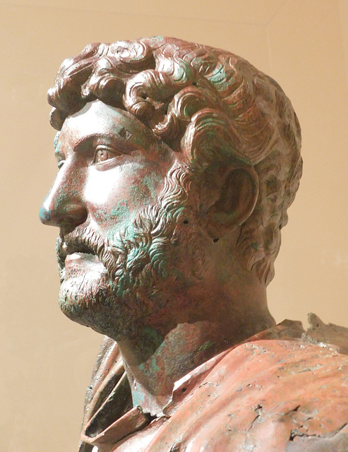 Detail of the Bronze Hadrian in the Metropolitan Museum of Art, March 2019