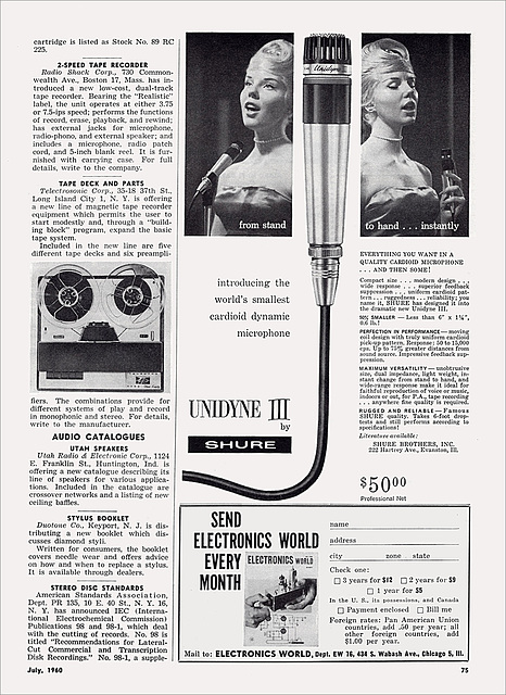 Unidyne Microphone Ad, Et Al, 1960