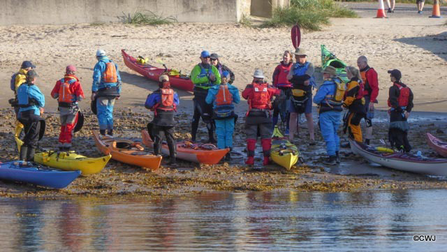 Sea Kayakers' briefing before setting out from Hopeman harbour