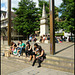 sitting on Bonn Square steps