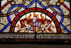 Ingrestre Church, Staffordshire, Detail of Stained Glass, Memorial to John Chetwynd Talbot