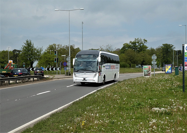 Back on the road again (again)!! Ambassador Travel 214 (National Express contractor) 214 (BV19 XRA) at Barton Mills - 17 May 2021 (P1080331)