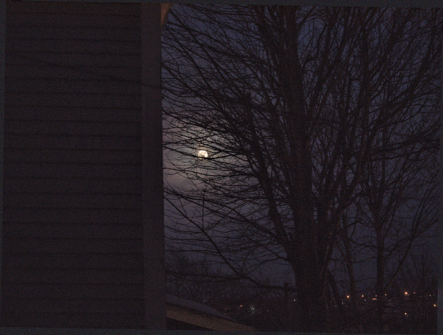 Ivory Soap Moon rising over our neighbours' houses
