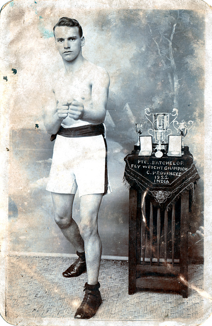 Private Batchelor, British Army Indian Central Provinces Flyweight Champion 1922