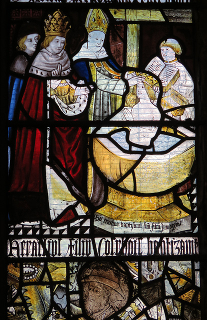 morley church, derbs;  c15 glass of 1470 from dale abbey