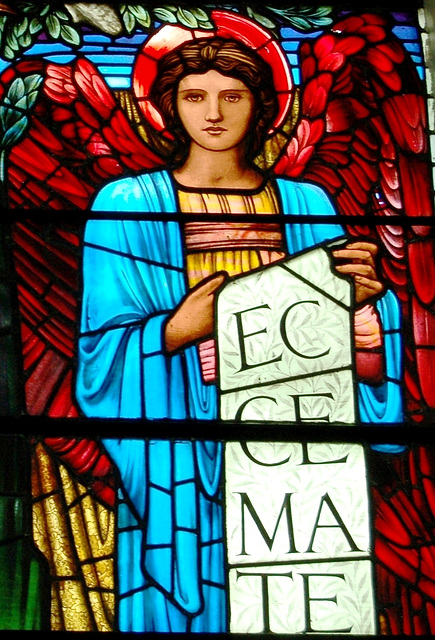 Ingestre Church Staffordshire, detail of Burne Jones window