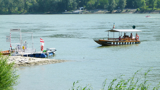 Dürnstein: Die Fähre kommt.