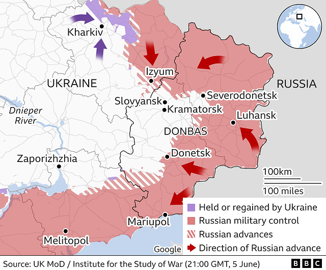 UKR - east map, 5th June 2022