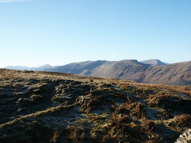 Looking southwest over Derwent Water from the path to Bleaberry Fell