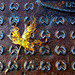 leaf on the manhole cover