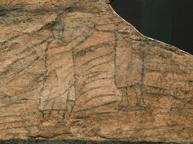 Detail of Christ Walking on Water from the Early Christian House in Dura-Europos in the Metropolitan Museum of Art, June 2019