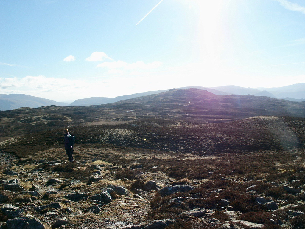 Path from Bleaberry Fell towards High Seat in the February sun
