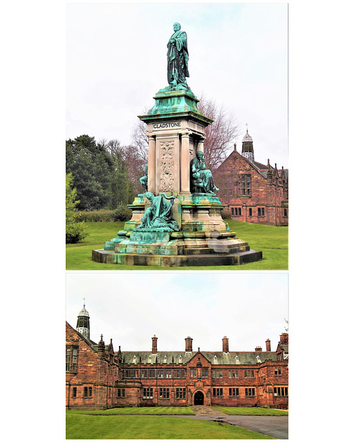 Gladstones Statue And library Hawarden North Wales.