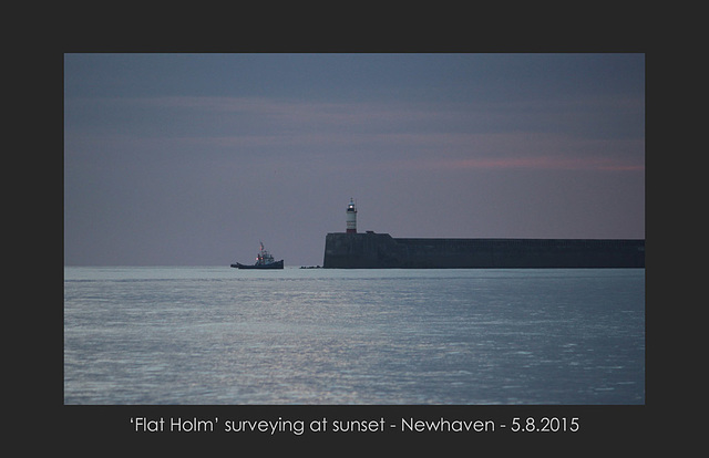 M.V.Flat Holm surveying at the entrance to Newhaven Harbour - 5.8.2015