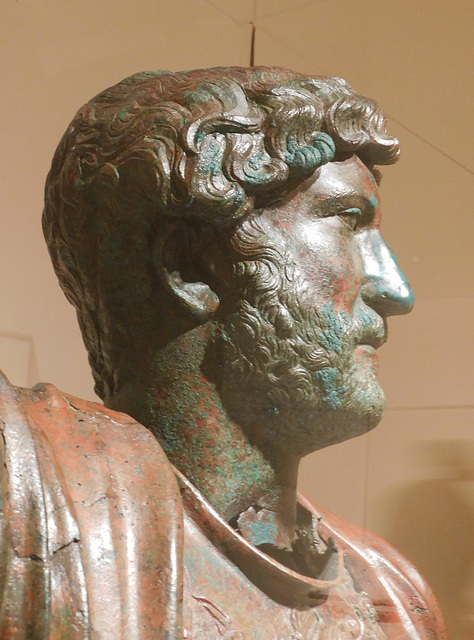 Detail of the Bronze Hadrian in the Metropolitan Museum of Art, June 2019