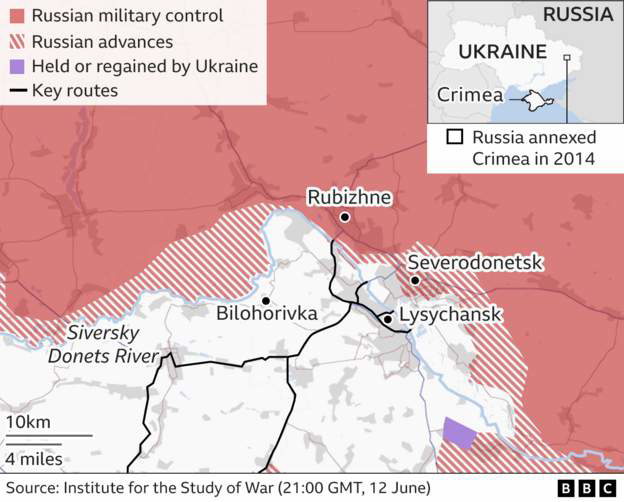 UKR - key routes to Severodonetsk, 12th June 2022