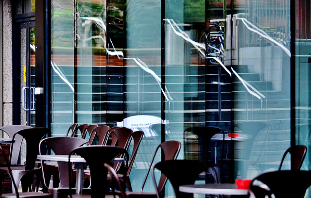 Reflection. Chairs and Stairs