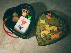 Russian box with trinkets from China and Mexico