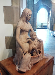 Mary as an earthly mother, Madonna and child sculpture by Josefina de Vasconcellos.