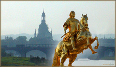 Dresden, (Fotomontage)  August der Starke sächsischer Kurfürst und König von Polen