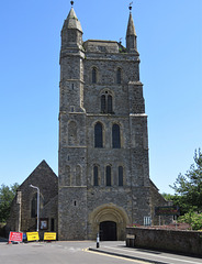 new romney church, kent (17)c12 tower, say c.1175-1210, with the stump of a stone spire on top