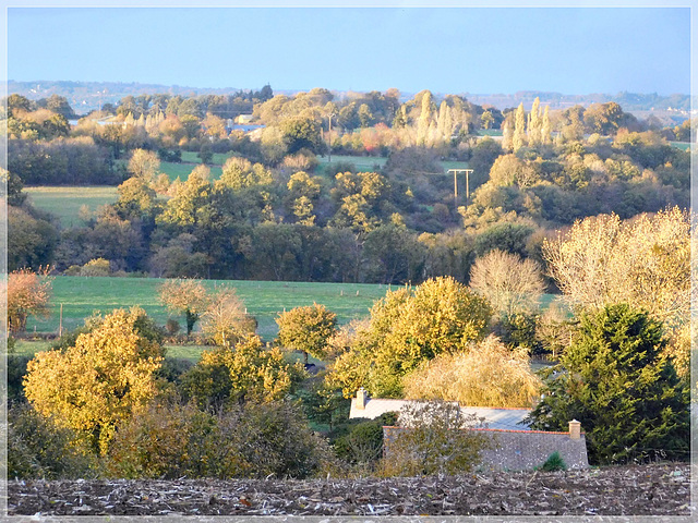 Vue sur la campagne de Guitté depuis le menhir de la Pierre longue (22)