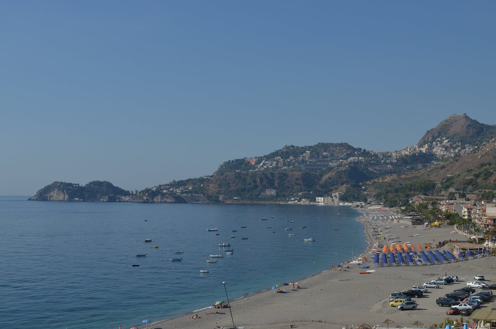 Letojanni Beach and Taormina on the Hills