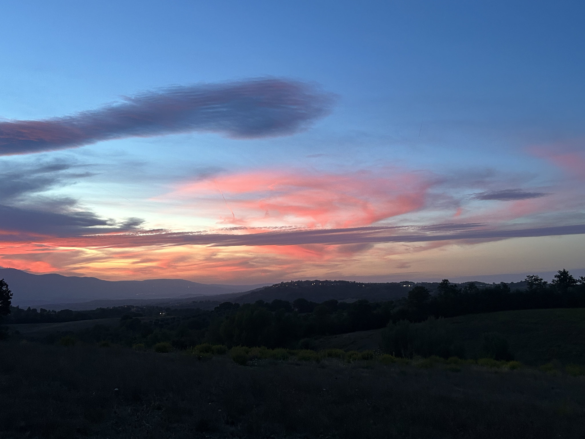 Pink clouds.