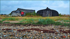 The Holy Island of Lindisfarne’s traditional sheds, made of upturned fishing boats
